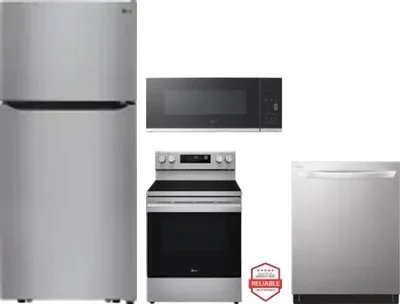 4 Piece Package Includes Refrigerator, Range, Microwave And Dishwasher