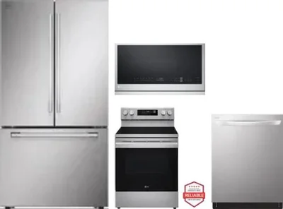 4 Piece Package Includes Refrigerator, Range, Microwave And Dishwasher