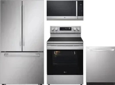 4 Piece Package Includes Refrigerator, Range, Microwave And Dishwasher