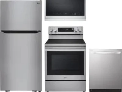 4 Piece Package Includes Refrigerator, Range, Microwave And Dishwasher