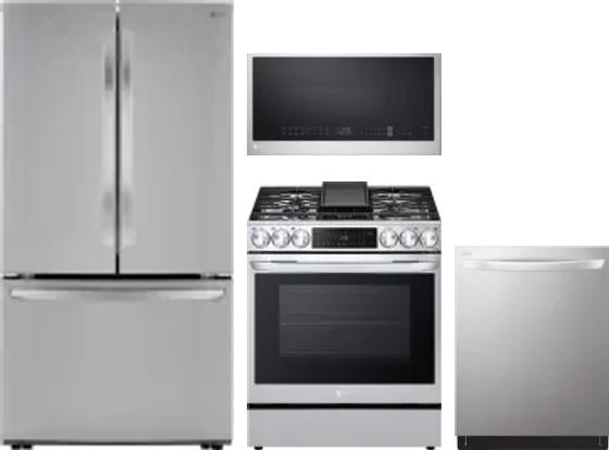 4 Piece Package Includes Refrigerator, Range, Microwave And Dishwasher