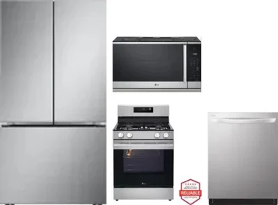 4 Piece Package Includes Refrigerator, Range, Microwave And Dishwasher