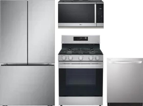 4 Piece Package Includes Refrigerator, Range, Microwave And Dishwasher