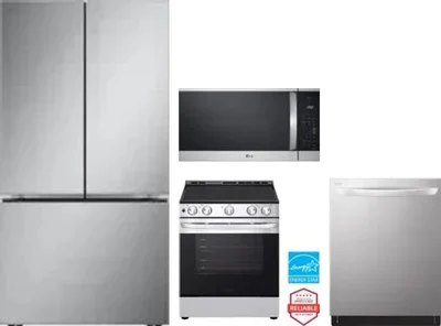 4 Piece Package Includes Refrigerator, Range, Microwave And Dishwasher