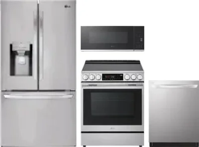 4 Piece Package Includes Refrigerator, Range, Microwave And Dishwasher
