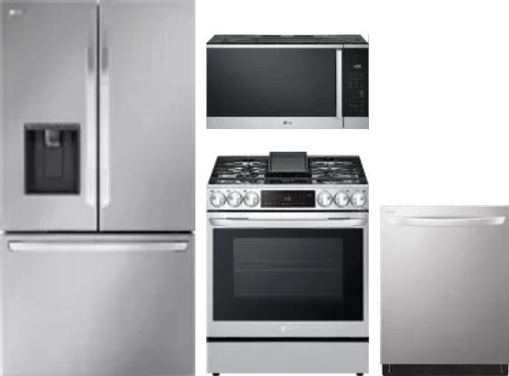 4 Piece Package Includes Refrigerator, Range, Microwave And Dishwasher