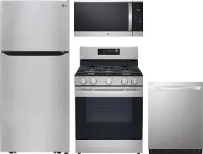 4 Piece Package Includes Refrigerator, Range, Microwave And Dishwasher