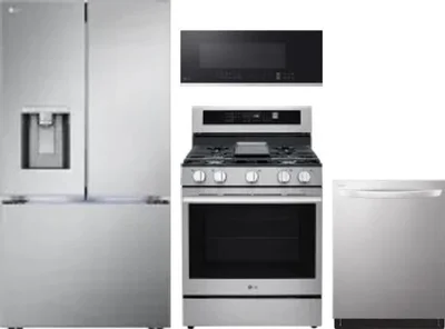 4 Piece Package Includes Refrigerator, Range, Microwave And Dishwasher