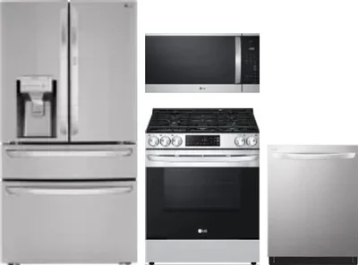4 Piece Package Includes Refrigerator, Range, Microwave And Dishwasher