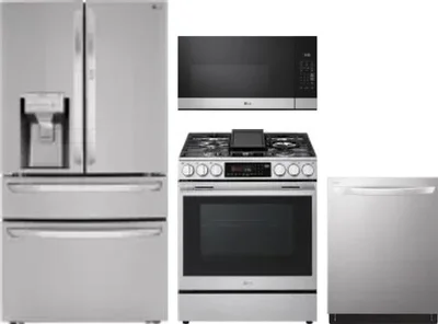 4 Piece Package Includes Refrigerator, Range, Microwave And Dishwasher