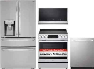 4 Piece Package Includes Refrigerator, Range, Microwave And Dishwasher