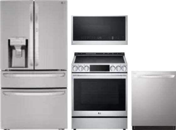 4 Piece Package Includes Refrigerator, Range, Microwave And Dishwasher
