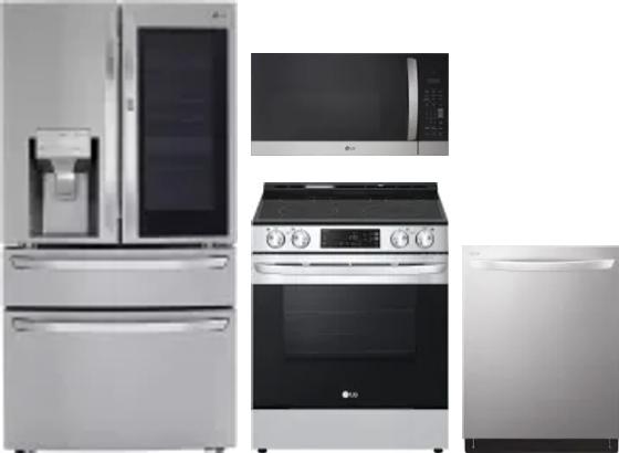 4 Piece Package Includes Refrigerator, Range, Microwave And Dishwasher