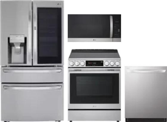 4 Piece Package Includes Refrigerator, Range, Microwave And Dishwasher