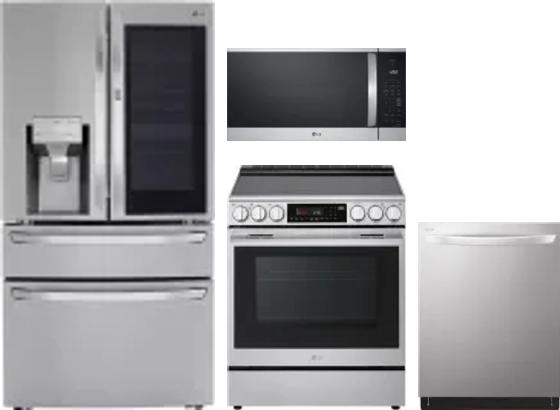 4 Piece Package Includes Refrigerator, Range, Microwave And Dishwasher