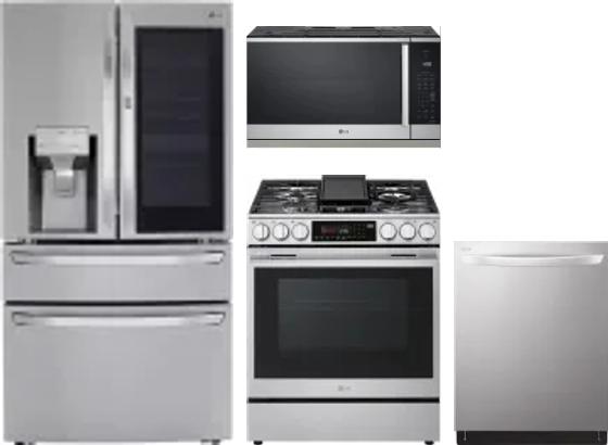 4 Piece Package Includes Refrigerator, Range, Microwave And Dishwasher