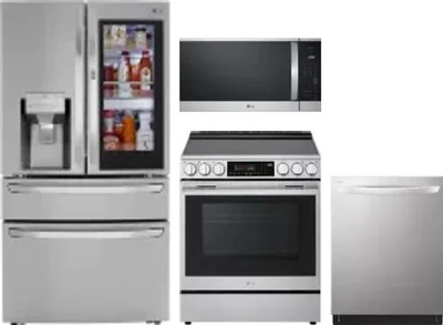 4 Piece Package Includes Refrigerator, Range, Microwave And Dishwasher