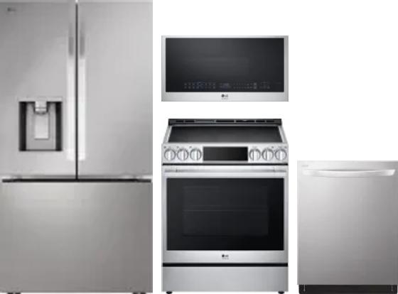 4 Piece Package Includes Refrigerator, Range, Microwave And Dishwasher