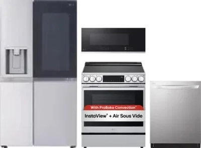 4 Piece Package Includes Refrigerator, Range, Microwave And Dishwasher