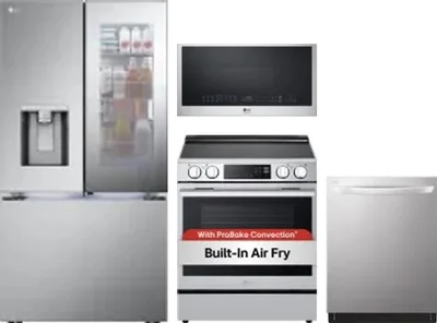 4 Piece Package Includes Refrigerator, Range, Microwave And Dishwasher