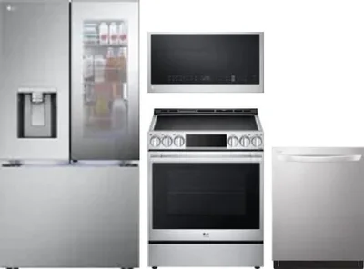 4 Piece Package Includes Refrigerator, Range, Microwave And Dishwasher