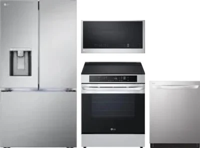 4 Piece Package Includes Refrigerator, Range, Microwave And Dishwasher