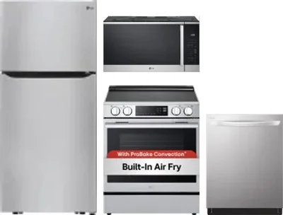 4 Piece Package Includes Refrigerator, Range, Microwave And Dishwasher