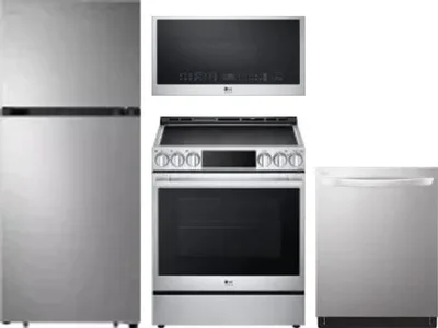 4 Piece Package Includes Refrigerator, Range, Microwave And Dishwasher
