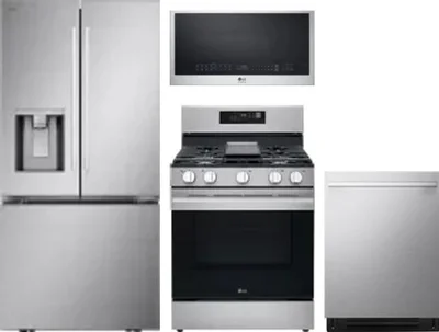 4 Piece Package Includes Refrigerator, Range, Microwave And Dishwasher