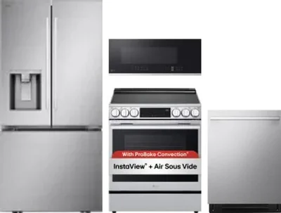 4 Piece Package Includes Refrigerator, Range, Microwave And Dishwasher