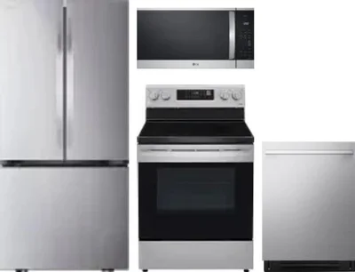 4 Piece Package Includes Refrigerator, Range, Microwave And Dishwasher