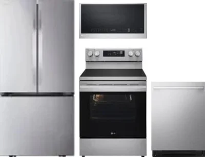 4 Piece Package Includes Refrigerator, Range, Microwave And Dishwasher