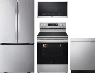 4 Piece Package Includes Refrigerator, Range, Microwave And Dishwasher