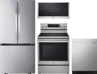 4 Piece Package Includes Refrigerator, Range, Microwave And Dishwasher
