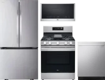 4 Piece Package Includes Refrigerator, Range, Microwave And Dishwasher