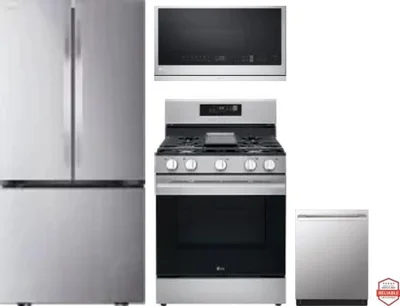 4 Piece Package Includes Refrigerator, Range, Microwave And Dishwasher