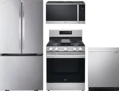 4 Piece Package Includes Refrigerator, Range, Microwave And Dishwasher