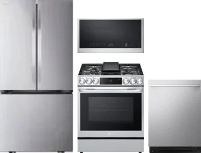 4 Piece Package Includes Refrigerator, Range, Microwave And Dishwasher
