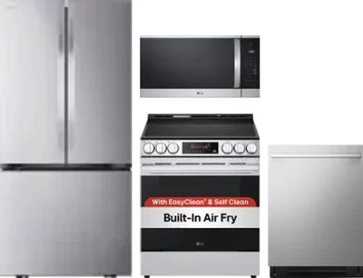 4 Piece Package Includes Refrigerator, Range, Microwave And Dishwasher