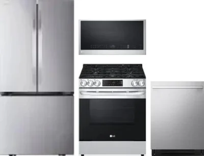 4 Piece Package Includes Refrigerator, Range, Microwave And Dishwasher