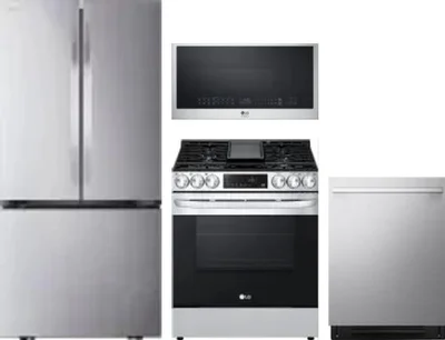4 Piece Package Includes Refrigerator, Range, Microwave And Dishwasher