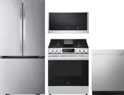 4 Piece Package Includes Refrigerator, Range, Microwave And Dishwasher