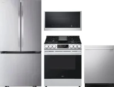 4 Piece Package Includes Refrigerator, Range, Microwave And Dishwasher