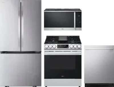 4 Piece Package Includes Refrigerator, Range, Microwave And Dishwasher