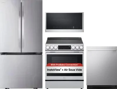 4 Piece Package Includes Refrigerator, Range, Microwave And Dishwasher