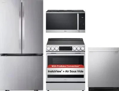 4 Piece Package Includes Refrigerator, Range, Microwave And Dishwasher