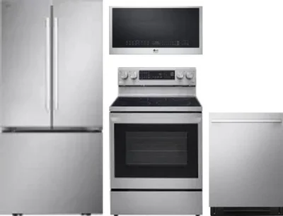 4 Piece Package Includes Refrigerator, Range, Microwave And Dishwasher