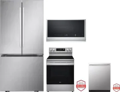4 Piece Package Includes Refrigerator, Range, Microwave And Dishwasher