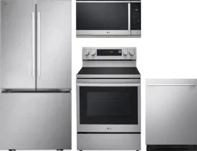 4 Piece Package Includes Refrigerator, Range, Microwave And Dishwasher