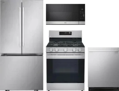 4 Piece Package Includes Refrigerator, Range, Microwave And Dishwasher